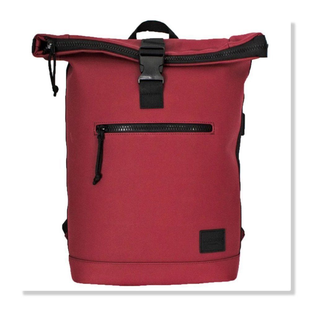 Duchamp Roll Top Backpack in Burgundy - NEW